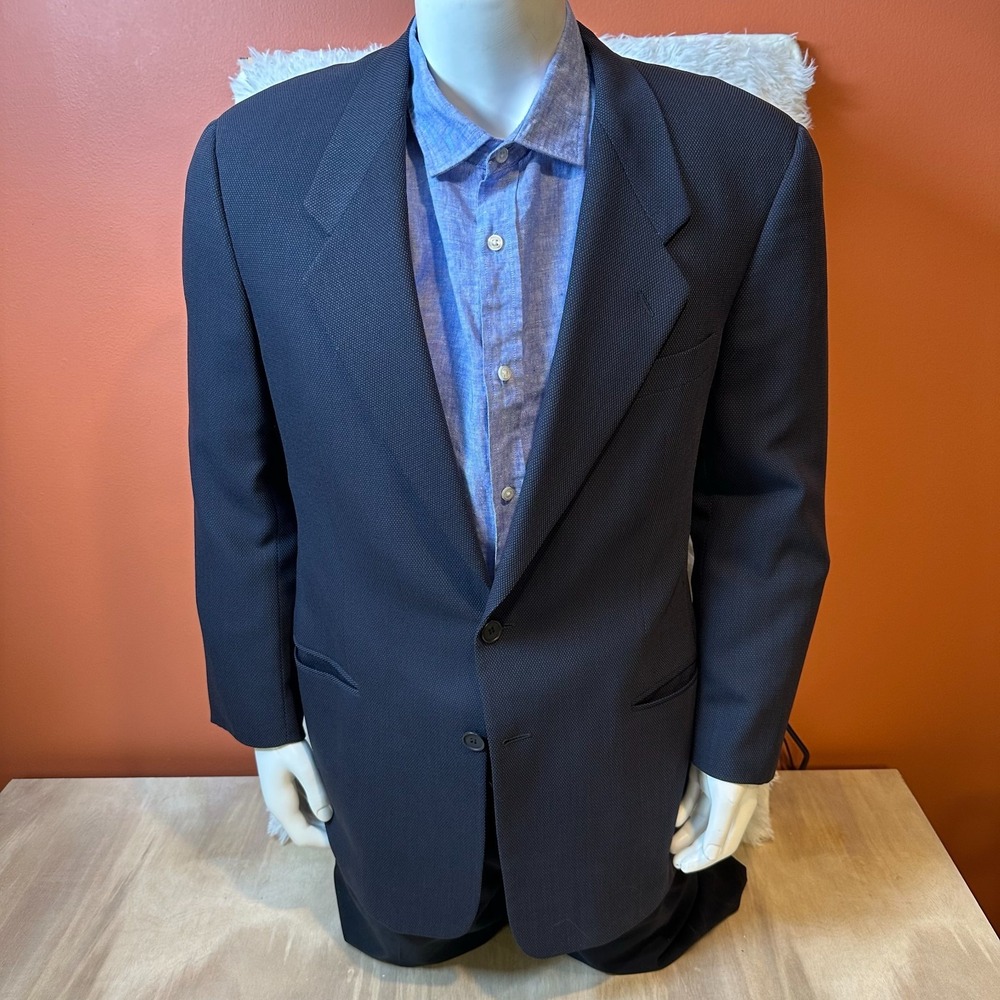 Giorgio Armani Le Collezioni Mens 41R Navy Wool Blazer Made Italy Sport Coat